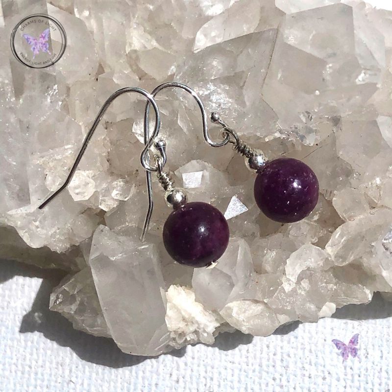 Classical Lepidolite Silver Earrings